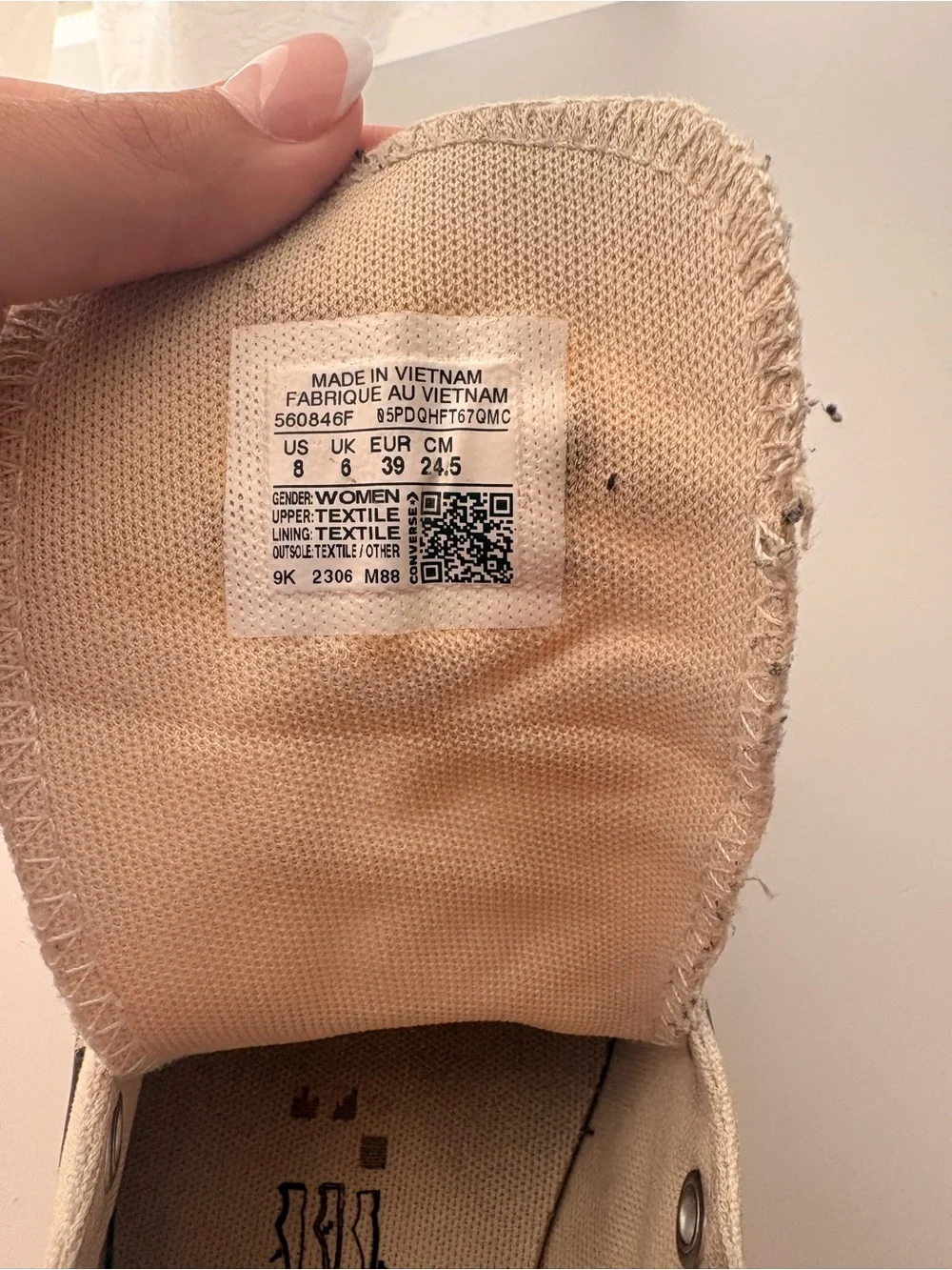 Converse High Top Sneakers - Cream with Black Trim no laces